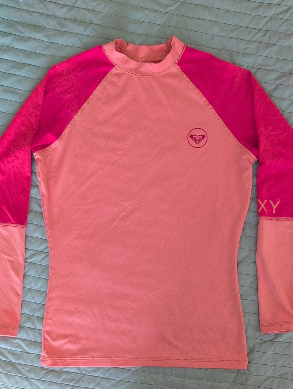 Roxy Girls Two-Tone Pink Long-Sleeve Rash Guard